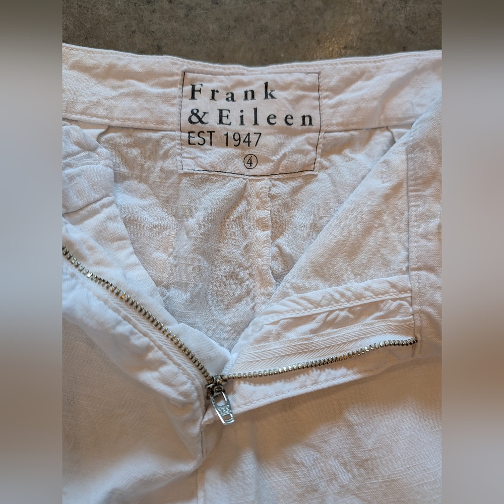 Frank & Eileen Kinsale Linen Blend White Raw Hem Cropped Pants Size 4 - Picture 5 of 11